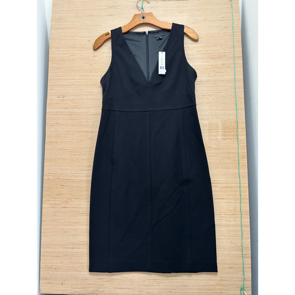 Theory Parmida Befit Black V-Neck Sleeveless Sheath Dress Size 8 NWT F1006602‎